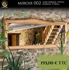 Miroir mural grand format avec verre Miralite Pure Bronze et cadre en hêtre, fabriqué artisanalement à Saint-Pardoux (79).